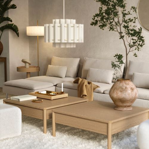 IKEA - SÖDERHAMN, 4-seat corner sofa with bed, fridtuna light beige