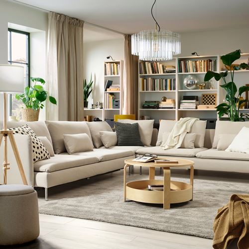 IKEA - SÖDERHAMN, 6'lı yataklı köşe kanepe, fridtuna açık bej