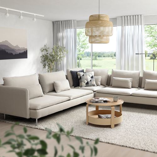 IKEA - SÖDERHAMN, 6'lı yataklı köşe kanepe, fridtuna açık bej