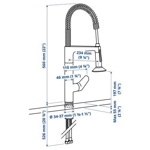 IKEA - MAJSJÖN, sink tap, metal color, 56 cm