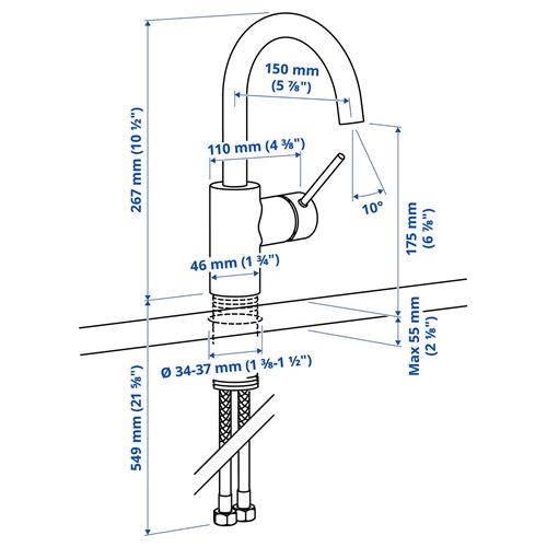 IKEA - SALLSJÖN, sink tap, metal color