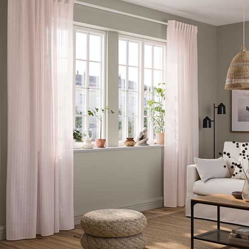 IKEA - MATILDA, sheer curtains, 1 pair, pale pink, 145x300 cm