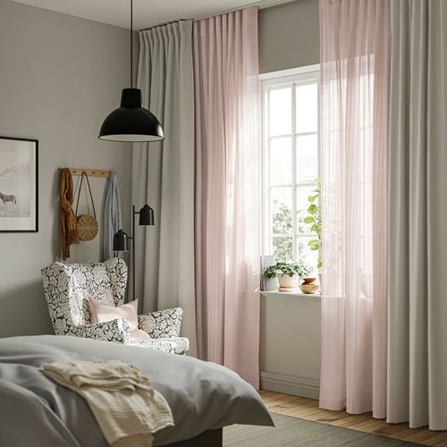 IKEA - MATILDA, sheer curtains, 1 pair, pale pink, 145x300 cm