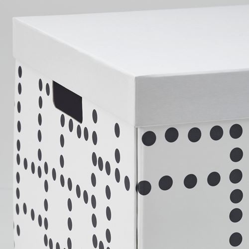 IKEA - FJADERHARV, box with lid, white/black, 32x35x31 cm