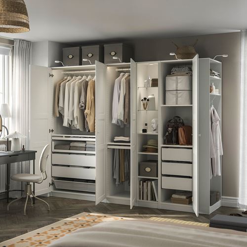 IKEA - PAX/TYSSEDAL, PAX wardrobe, white, 255x60x201 cm