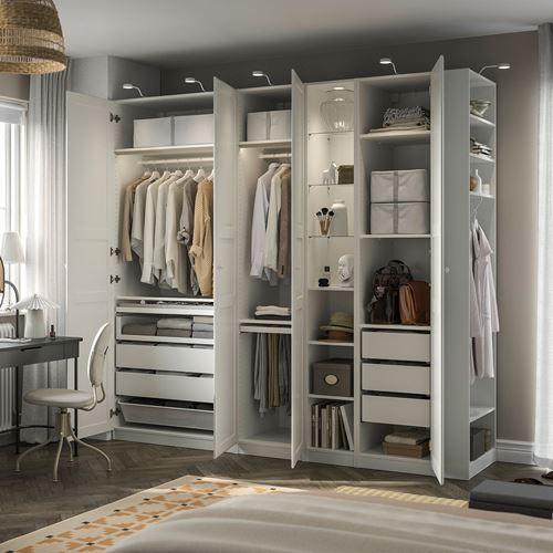 IKEA - PAX/TYSSEDAL, PAX wardrobe, white, 255x60x236 cm
