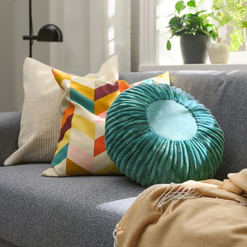 IKEA - SYRENBUSKE, lace pillow, turquoise, 38 cm