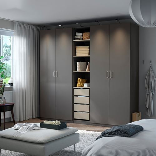 IKEA - PAX/FORSAND, PAX gardırop, koyu gri-bej, 250x60x236 cm