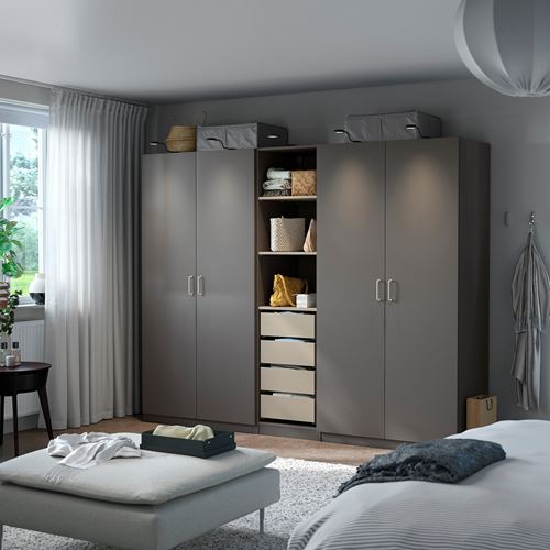 IKEA - PAX/FORSAND, PAX wardrobe, dark grey/beige, 250x60x201 cm