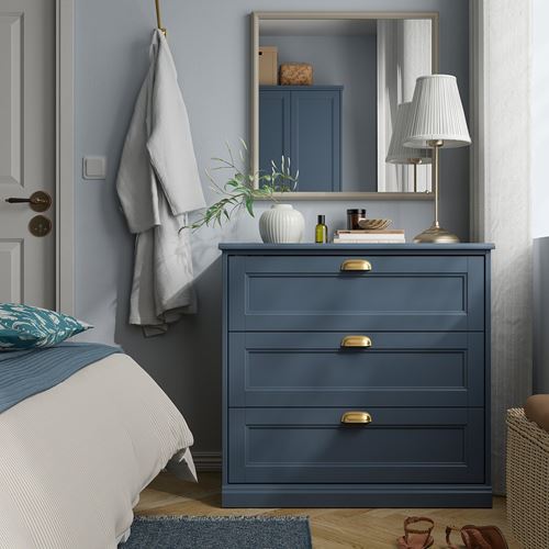 IKEA - FAGELFJALLET, chest of 3 drawers, dark grey-blue, 82x51x78 cm