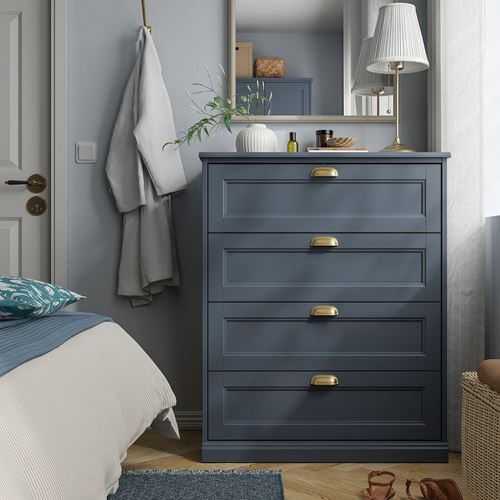 IKEA - FAGELFJALLET, chest of 4 drawers, dark grey-blue, 82x51x101 cm