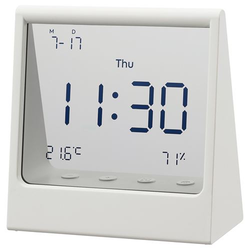 IKEA - RODBENA, functional clock, white, 10x11x5 cm
