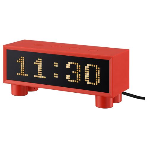 IKEA - KORTLINJE, functional clock, red, 18x6x7 cm