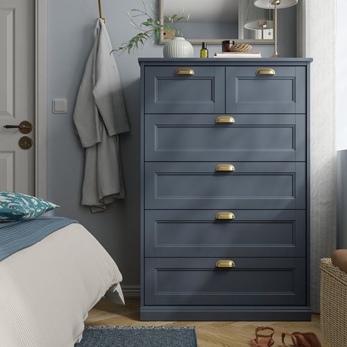 IKEA - FAGELFJALLET, 6 çekmeceli şifonyer, koyu gri-mavi, 82x51x123 cm
