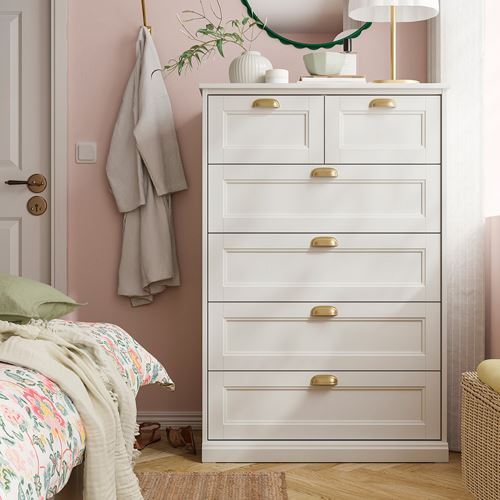IKEA - FAGELFJALLET, chest of 6 drawers, off white, 82x51x123 cm
