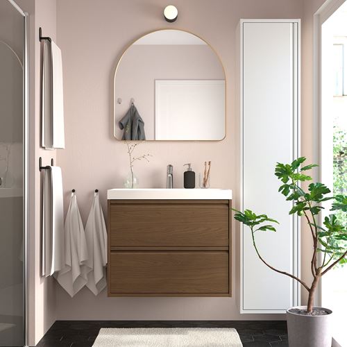 IKEA - LINDBYN, wall mirror, golden colour, 80x80 cm