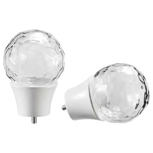 IKEA - SOLBLOMMOSSA, finials, white/glass, 8.7 cm