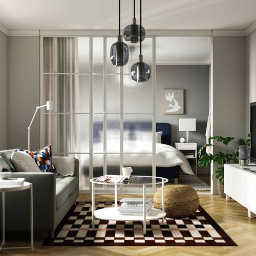IKEA - SKYTTA/LUNDBRASMA, sürgü kapak, beyaz, 251x240 cm