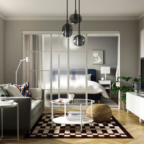 IKEA - SKYTTA/LUNDBRASMA, sürgü kapak, beyaz, 251x205 cm