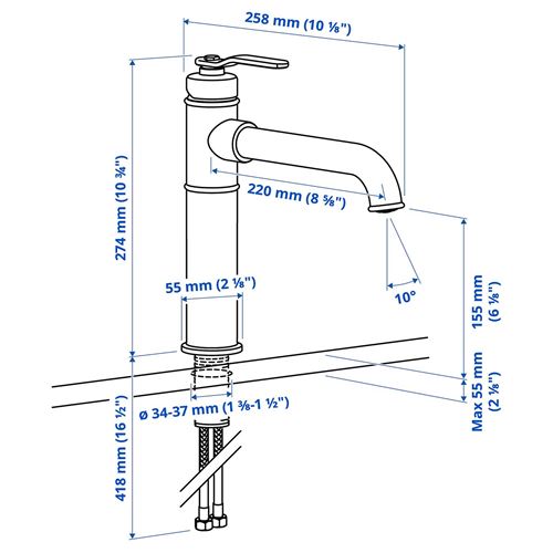 IKEA - TAKSJÖN, eviye bataryası, metal rengi, 28 cm