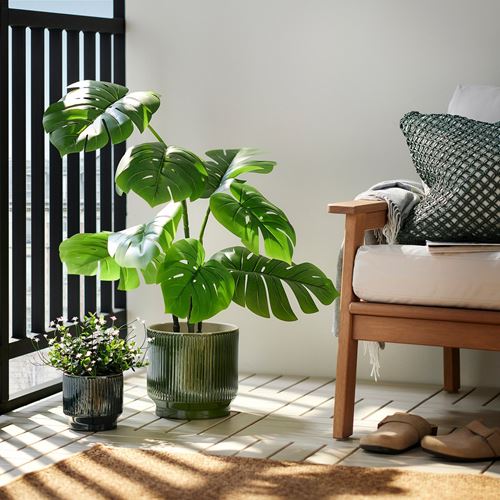 IKEA - HONUNGSPALM, stoneware plant pot, green, 19 cm