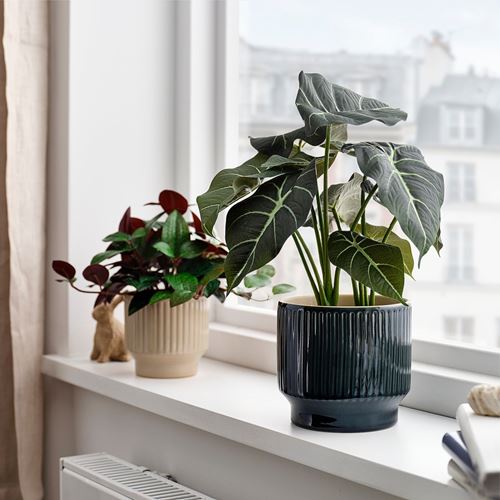 IKEA - HONUNGSPALM, stoneware plant pot, blue, 12 cm