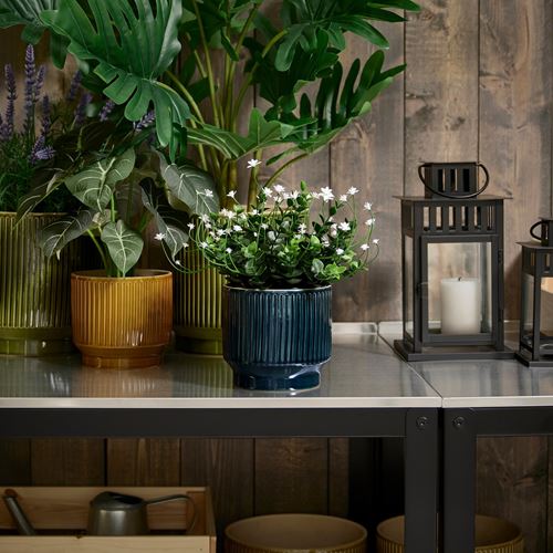 IKEA - HONUNGSPALM, stoneware plant pot, blue, 12 cm