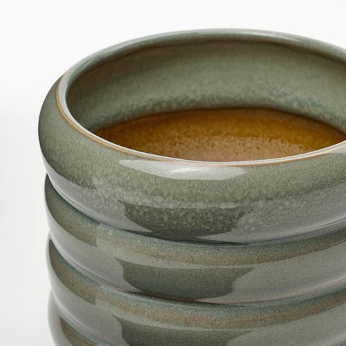 IKEA - HASSELBUKETT, stoneware plant pot, green, 9 cm