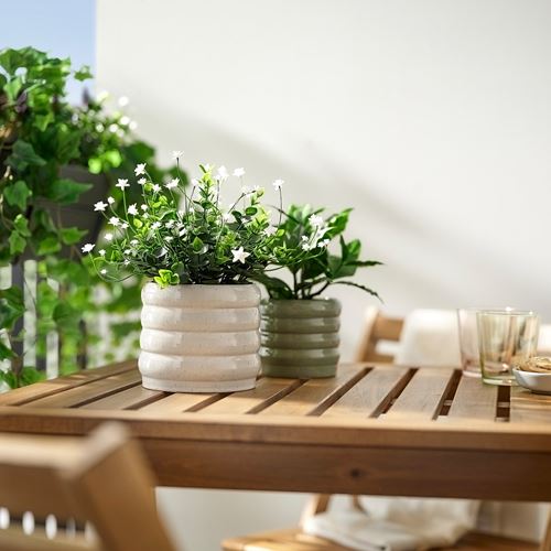 IKEA - HASSELBUKETT, stoneware plant pot, beige, 12 cm