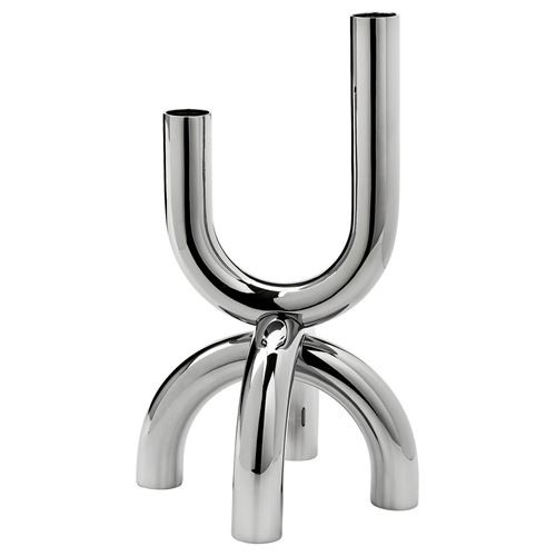 IKEA - SNODUVA, candlestick, silver-colour, 25 cm