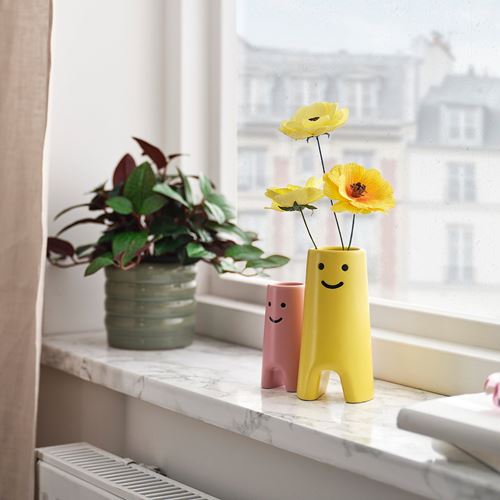 IKEA - FROVAXT, stoneware plant vase, yellow, 14 cm