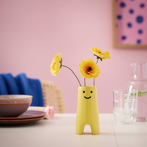IKEA - FROVAXT, stoneware plant vase, yellow, 14 cm
