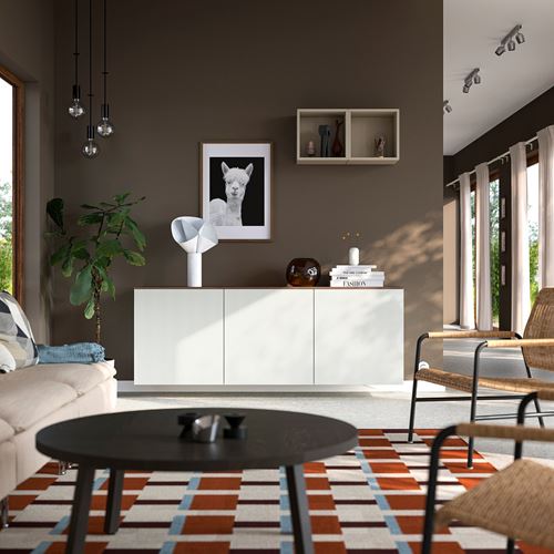 IKEA - BESTA, wall cabinet, white/high-gloss white, 180x42x65 cm