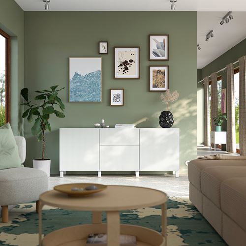 IKEA - BESTA, dolap kombinasyonu, beyaz, 180x42x74 cm