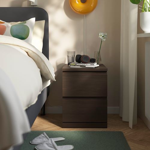 IKEA - STORKLINTA, bedside table, oak effect-dark brown, 40x50x53 cm