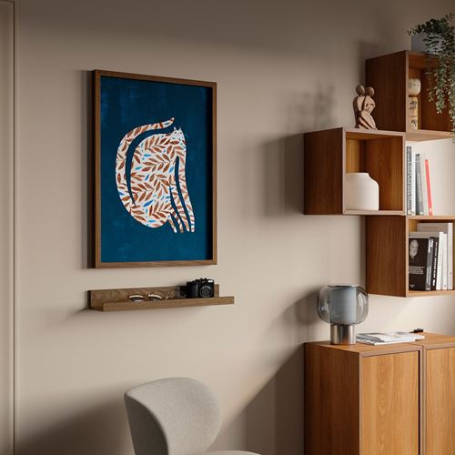 IKEA - RODALM, frame with poster, leaf cat, 50x70 cm