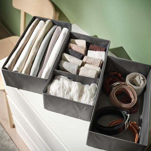 IKEA - SKUBB, kutu seti, koyu gri, 20x38x12 cm