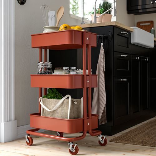 IKEA - RASKOG, trolley, red-brown, 35x45x77 cm