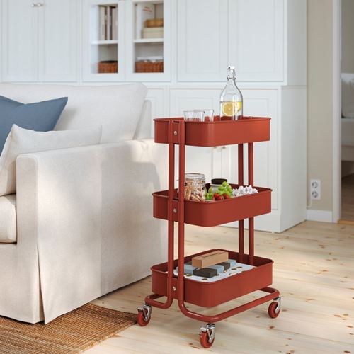 IKEA - RASKOG, trolley, red-brown, 35x45x77 cm