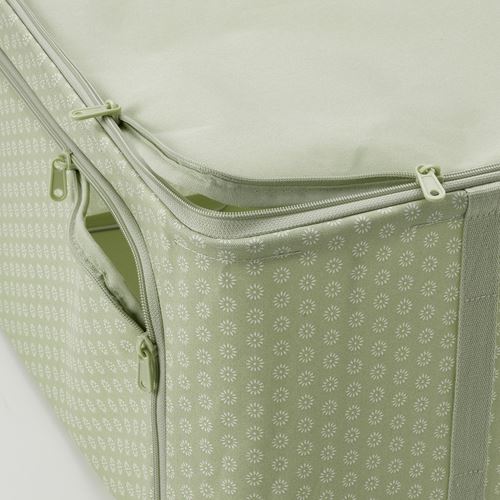 IKEA - HEMMAFIXARE, closed storage box, green/floral pattern, 34x51x28 cm