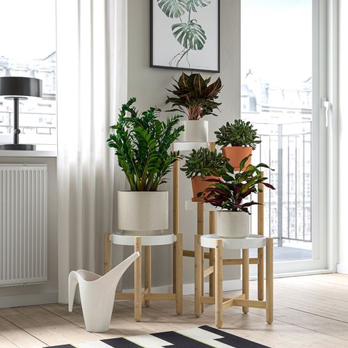 IKEA - SATSUMAS, plant stand, bamboo/white, 36 cm