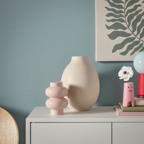 IKEA - PARLHAGG, stoneware plant vase, light pink, 14 cm