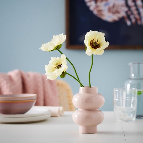 IKEA - PARLHAGG, stoneware plant vase, light pink, 14 cm