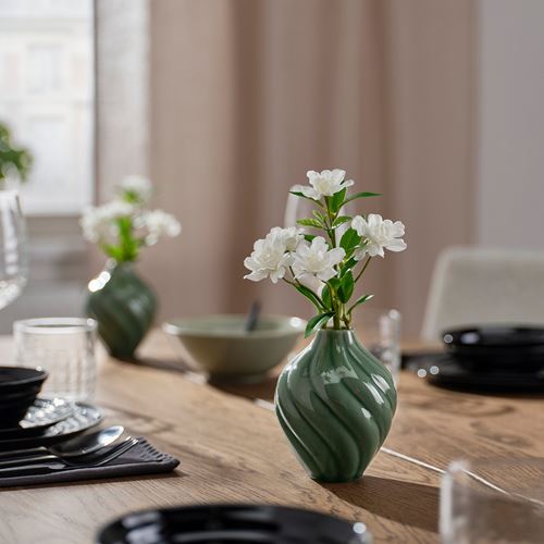 IKEA - KORNSPARV, stoneware plant vase, green, 12 cm