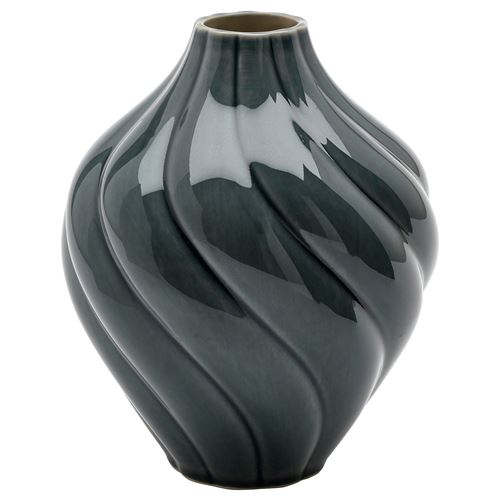 IKEA - KORNSPARV, stoneware plant vase, grey/blue, 22 cm