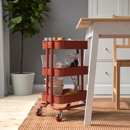 IKEA - RASKOG, trolley, red-brown, 28x38x61 cm
