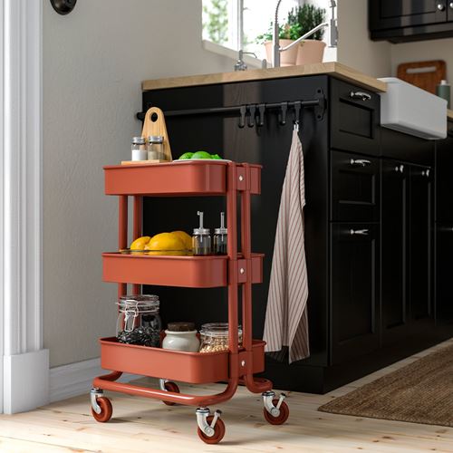 IKEA - RASKOG, trolley, red-brown, 28x38x61 cm