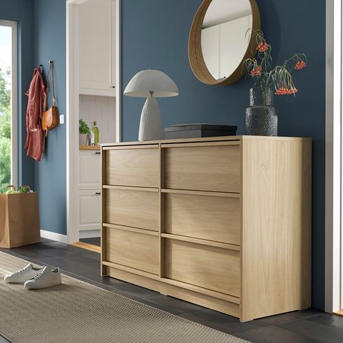 IKEA - ANKARUDDEN, 6 çekmeceli şifonyer, meşe görünümlü, 139x48x87 cm