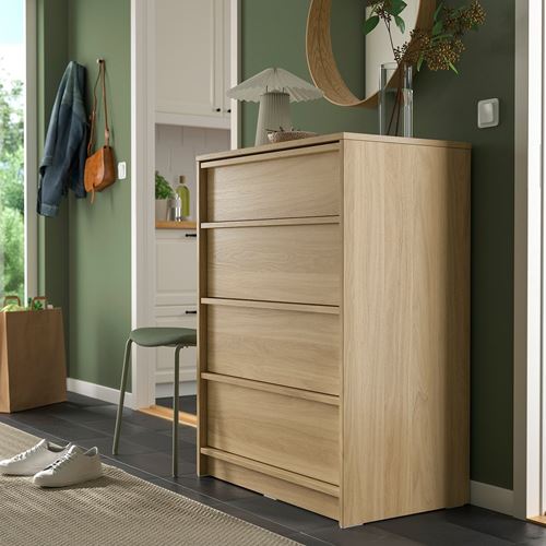 IKEA - ANKARUDDEN, 4 çekmeceli şifonyer, meşe görünümlü, 80x48x107 cm