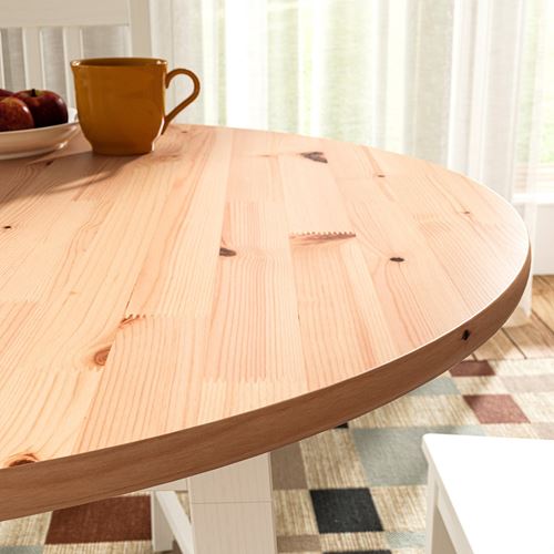 IKEA - PINNTORP, yuvarlak mutfak masası, açık kahverengi-beyaz, 2-4 kişilik
